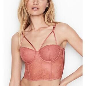 Victorias Secret Bra Bustier 36 DD Very Sexy Lingerie Pink Lace